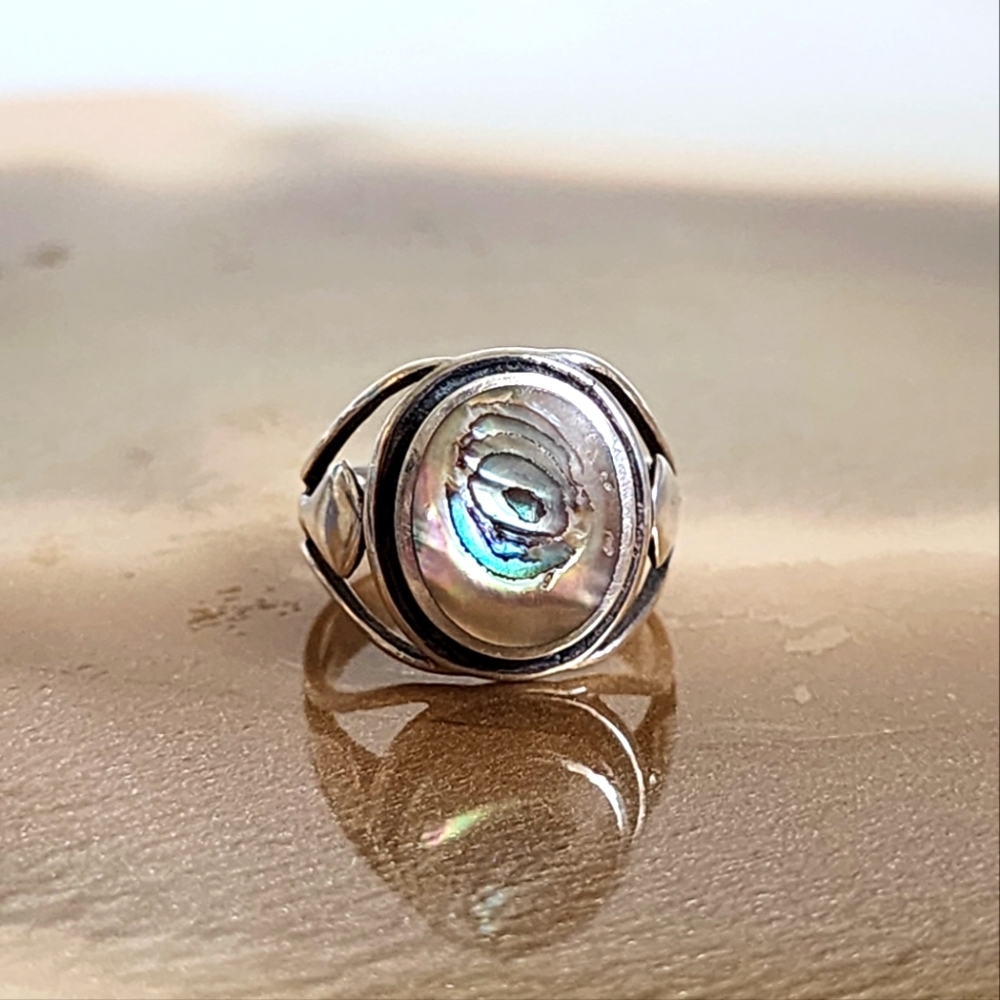 Sterling Silver Abalone Sterling Silver Artisan Ring | Size 7